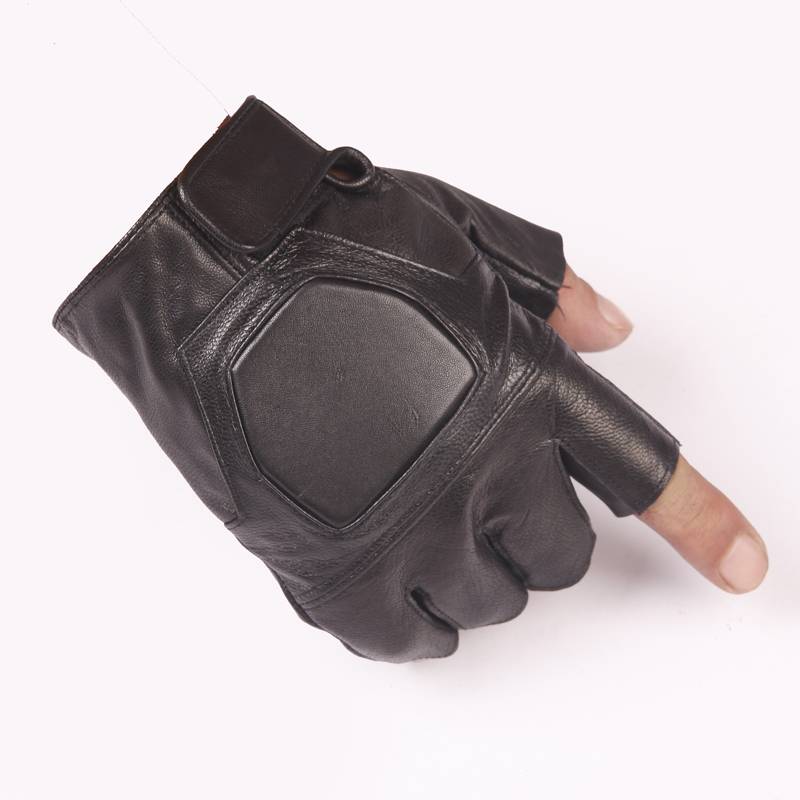 Goatskin men's tactical semi -finger glove outdoor sports glove half -cut exposed riding fitness finger gloves