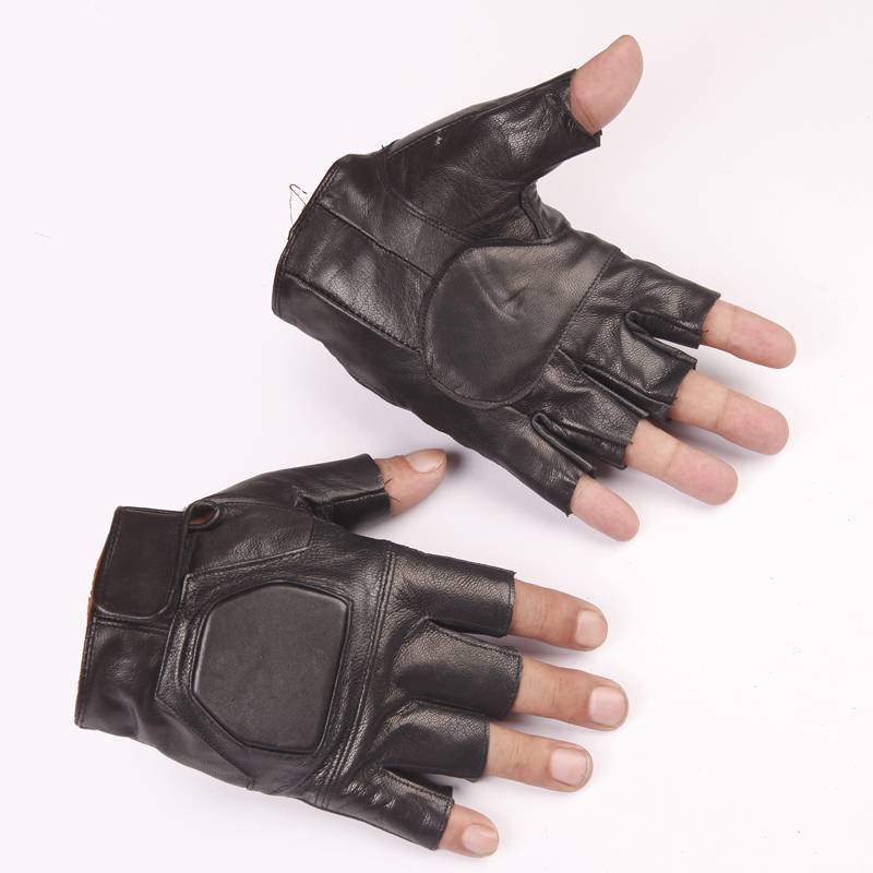 Goatskin men's tactical semi -finger glove outdoor sports glove half -cut exposed riding fitness finger gloves