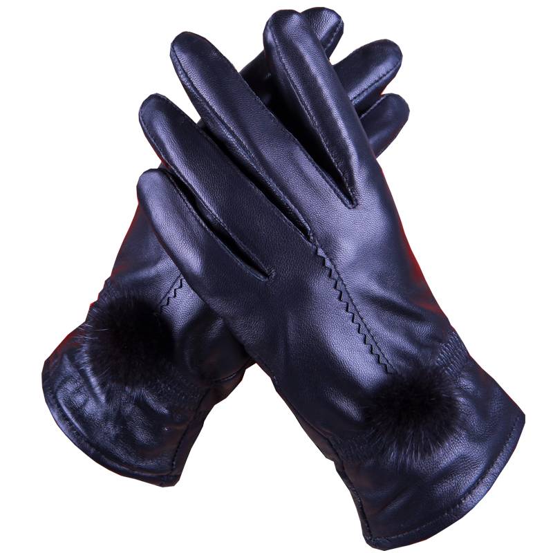 Ferry gloves Women's winter rabbits and velvet thickened heating outdoor riding driving thin sheepskin gloves waterproof