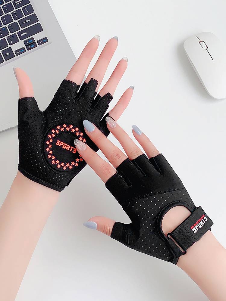 Fitness gloves women in summer thin anti -slip and air -breathable sports air yoga pot bell training riding half finger to prevent cocoons