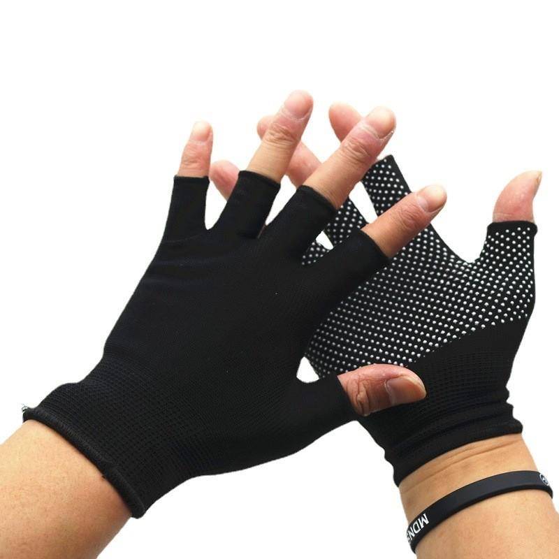 Showbructure gloves Dragon boat Dragon boat summer thin wear -resistant exposure two -finger bicycle elastic riding half -cut fitness site