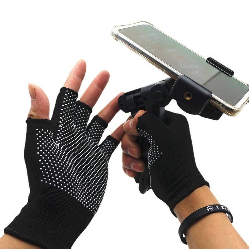 Showbructure gloves Dragon boat Dragon boat summer thin wear -resistant exposure two -finger bicycle elastic riding half -cut fitness site