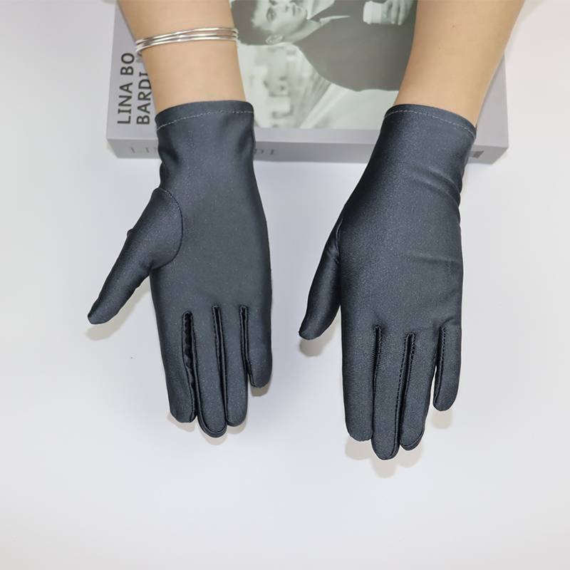 Summer thin sunscreen gloves men's square dance driving gloves, spandex elastic black and white ritual gloves autumn