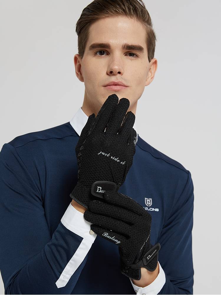 Summer thin children's equestrian equipment, silicone granules, non -slip and breathable equestrian gloves female adult ride glove men