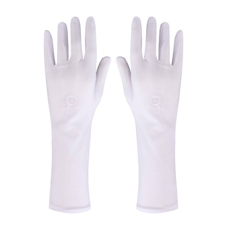 Summer thin ladies gloves riding driving sunscreen and sunscreen UV work increased etiquette black and white sports
