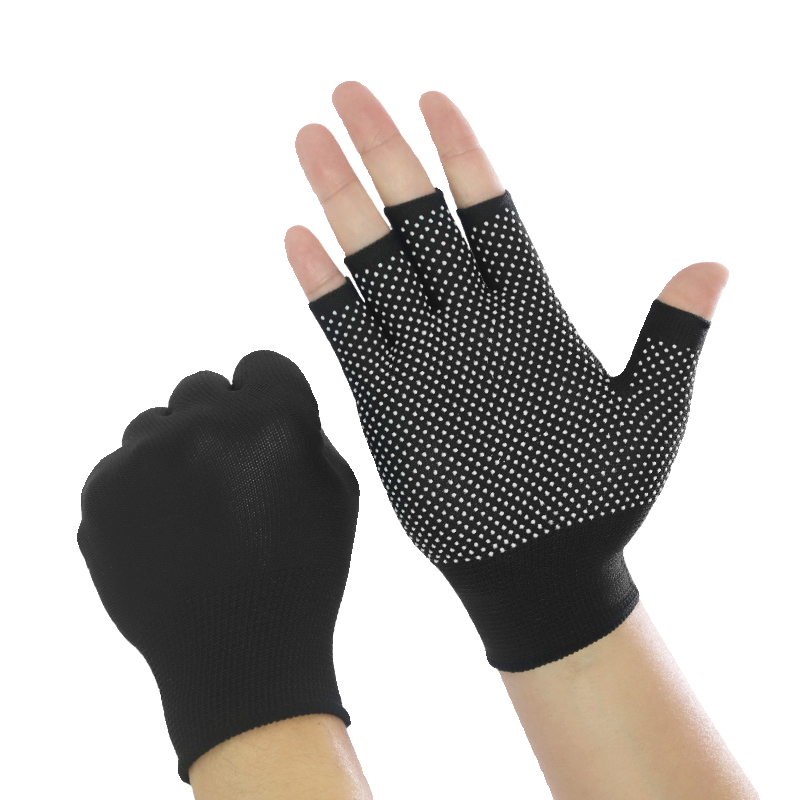 Semi -finger gloves sunscreen, fishing ride, takeaway fitness exercise single bars men and women, five fingers leaks half -cut anti -slip thin