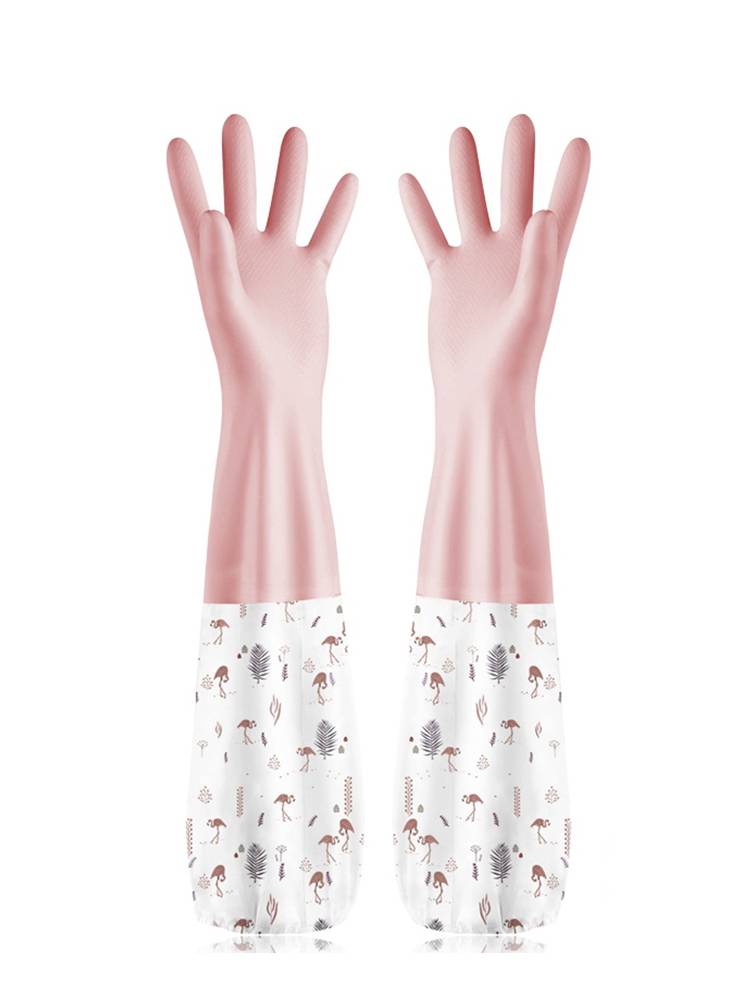 Fried gloves plus waterproof cooking fried oil splash splash and long latex kitchen house washing house washing housework thin