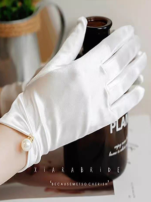 Jewelry glove women's etiquette photo high -end gold diamond black and white work elastic special driving sunscreen thin