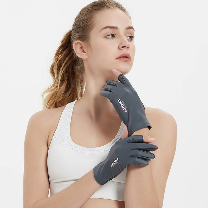 Summer sunscreen gloves men's thin anti -slip silk driving ride on Diaoyu Luya takeaway exposed two -finger