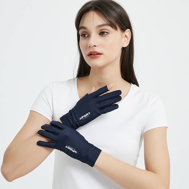 Summer sunscreen gloves men's thin anti -slip silk driving ride on Diaoyu Luya takeaway exposed two -finger