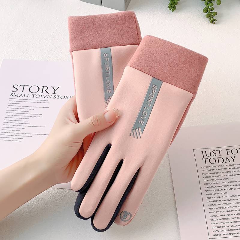 Gloves Women's autumn and winter warmth, thickened velvet couple waterproof riding windproof cold driving anti -slip touch screen glove men