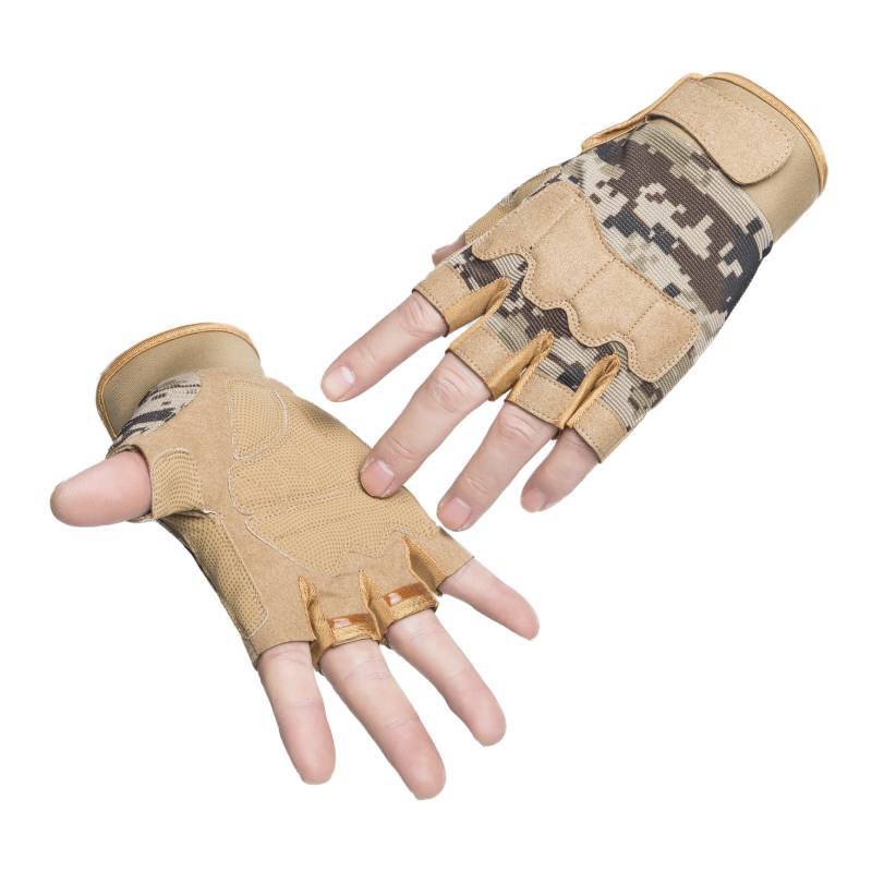 Semi -finger glove men's sports outdoor tactical ride -climbing non -slip, wear -resistant fishing single double bars to prevent cocoon camouflage camouflage camouflage