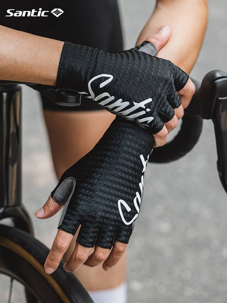 Santic Santic Mori Passenger Spring and Summer Cycling Gloves Highway Bicycle Bargiers Permanent Short Finger Gloves Ride Equipment Men and Women