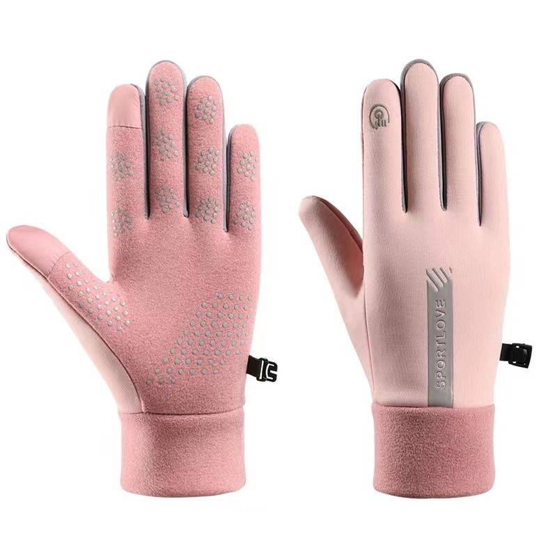 Warm -keeping glove men and women in autumn and winter riding electric motorcycles driving plus velvet windproof two -finger new model
