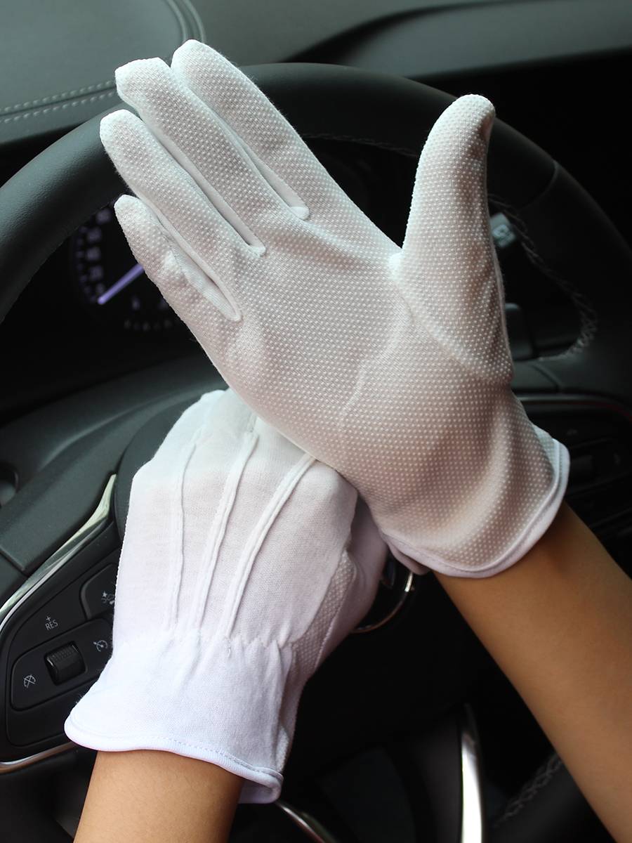 Spring and summer new men's cotton cotton -proof sliding gloves black three tendons, sweat, breathable white etiquette, security, air -breathable sunscreen