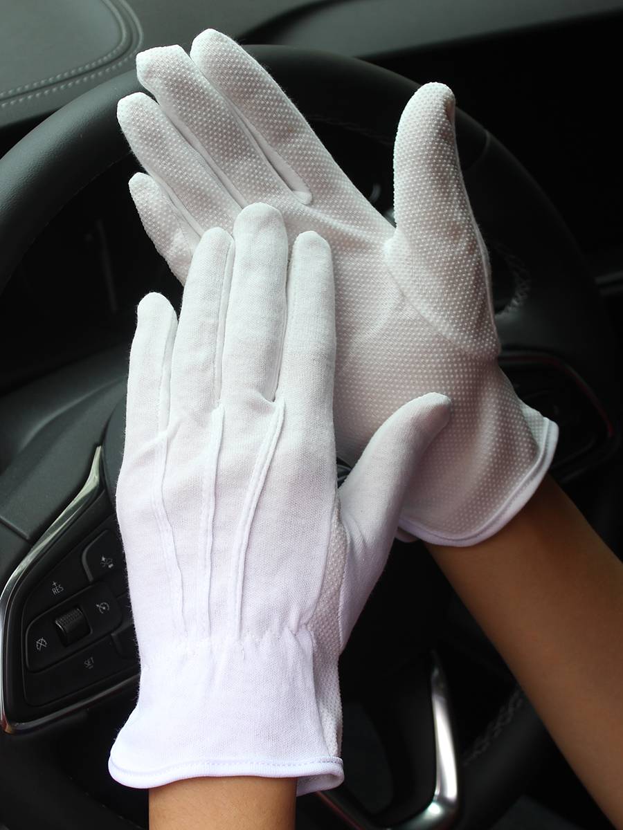 Spring and summer new men's cotton cotton -proof sliding gloves black three tendons, sweat, breathable white etiquette, security, air -breathable sunscreen
