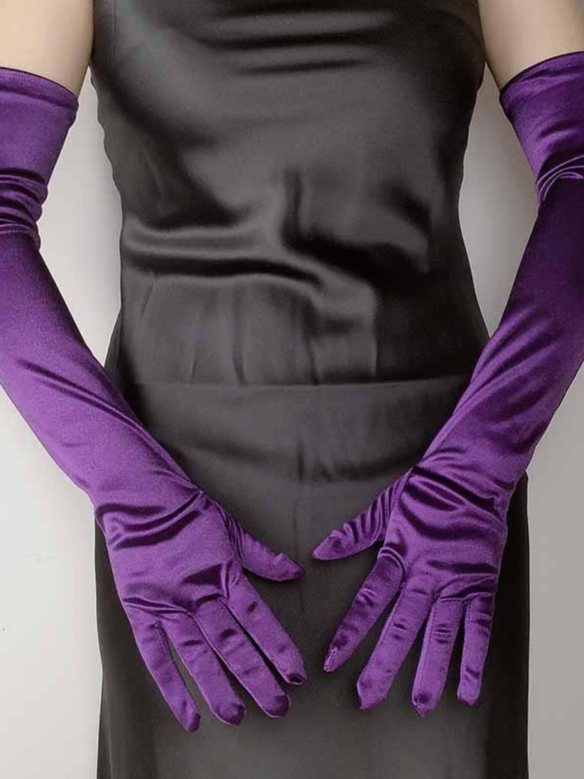 55cm extended satin elastic color diced glove retro dress wedding photo special gloves jewelry women's gloves