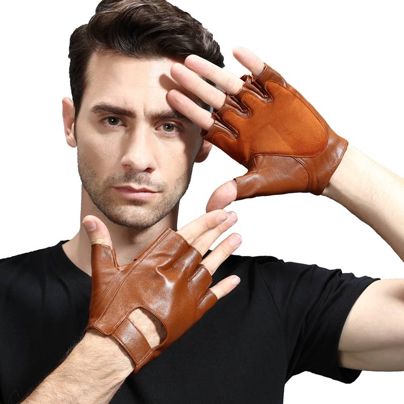 Fitness half -finger glove male goatskin riding driving summer thin yoga bicycle locomotive Harley motorcycle women