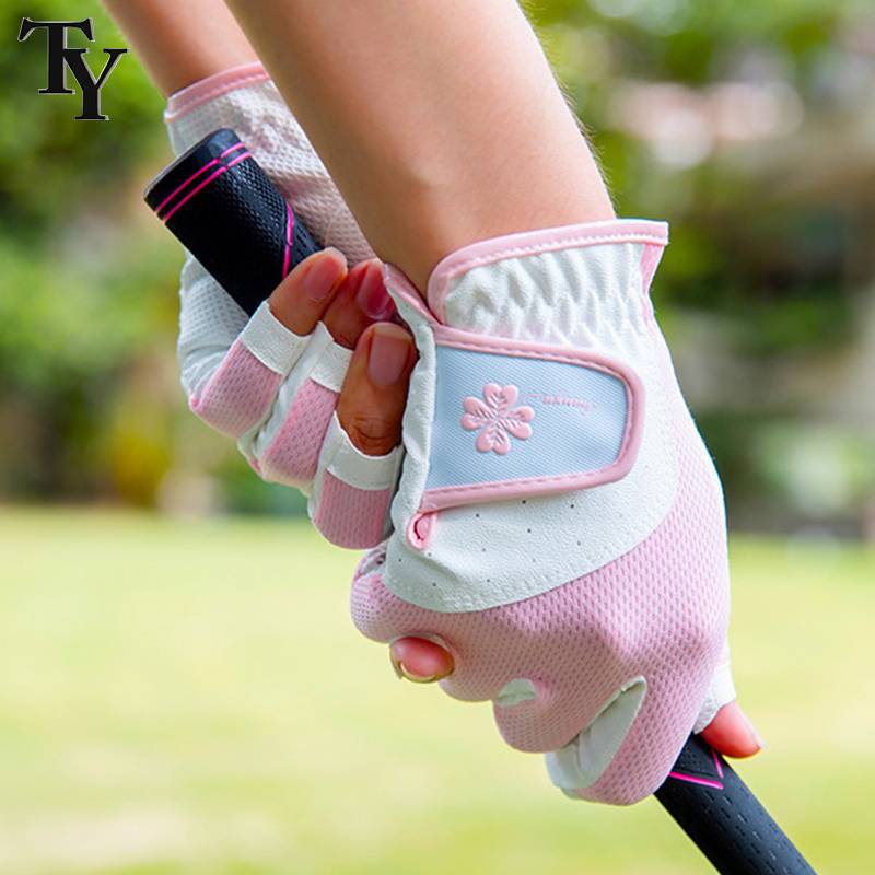 !Golf Ms. Gloves Summer breathable fingers touch screen PU non -slip ripple left and right movements