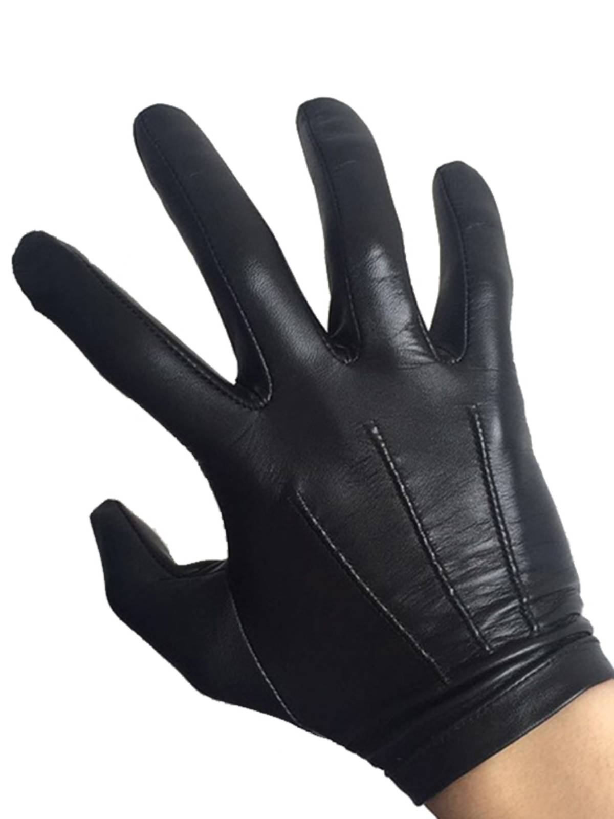 Goatskin gloves men's single leather driving thin finger autumn and winter plus velvet warm riding motorcycle touch screen leather gloves