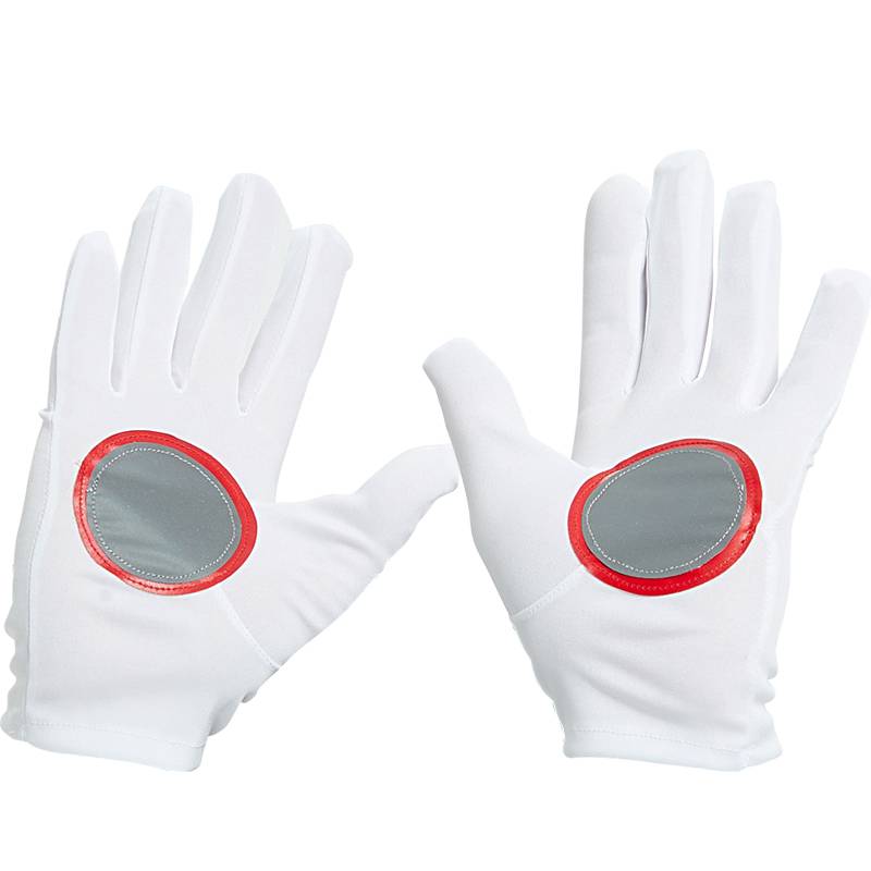 White reflector Night Property Baoanmen Sanshi Polyester Men's Women Hotel Short Spring and Summer etiquette Gloves Gloves