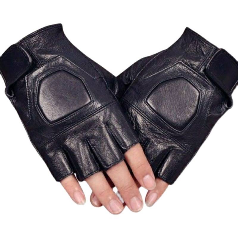 Special men's real sheepskin semi -finger glove slide tactical sports riding healthy body driving training leisure dew fingers