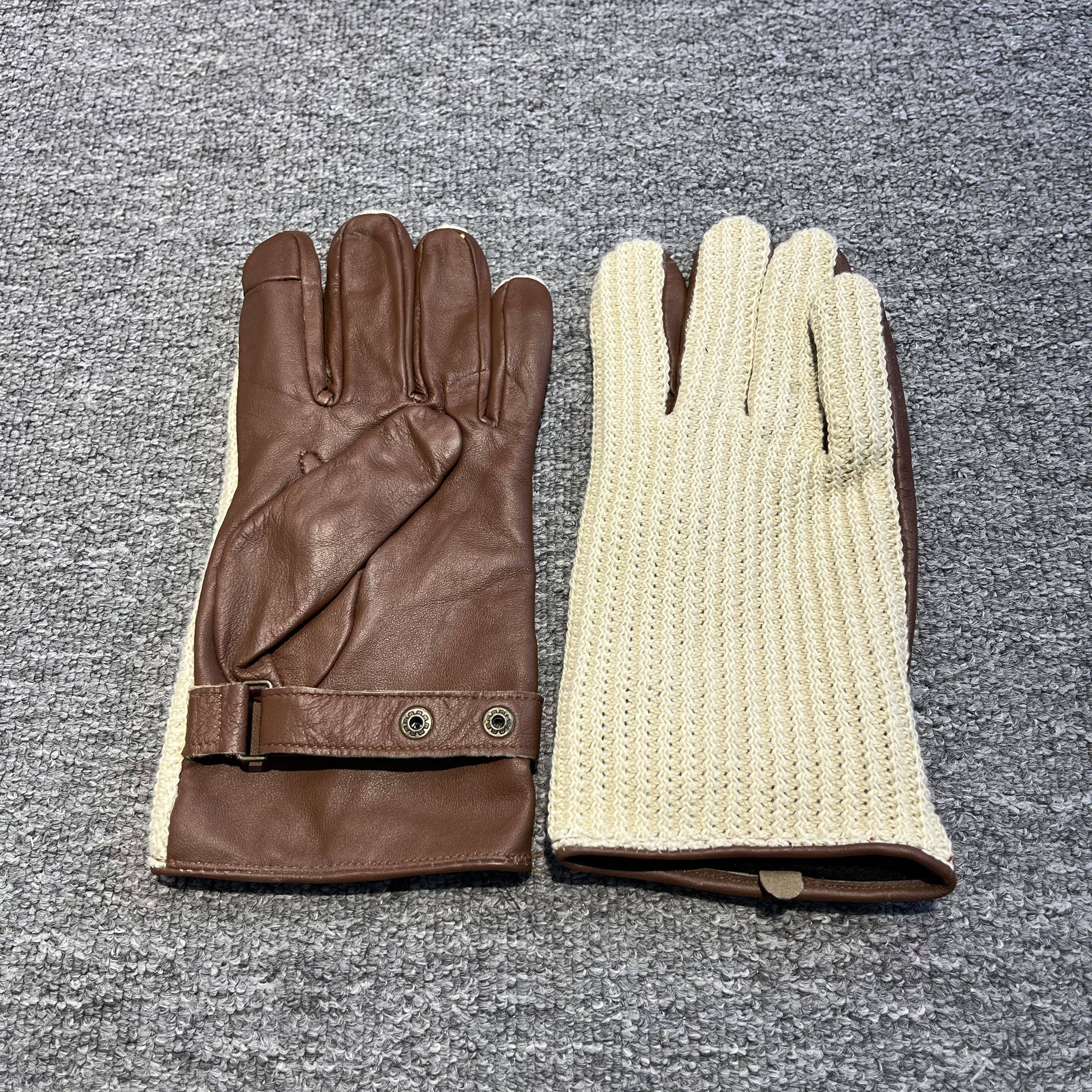 Leather glove women's head layer cotton leather knitting stitching fashion loose bound outdoor finger gloves original single model