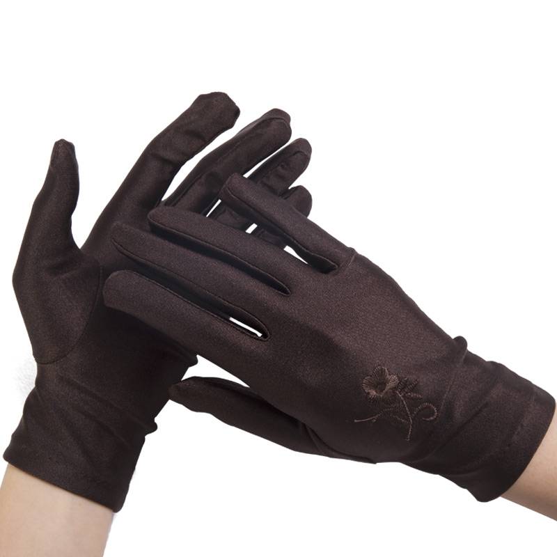 Jewelry and aminoma gloves female black and white short thin spring and summer sunscreen etiquette dance driving high elastic tight performance