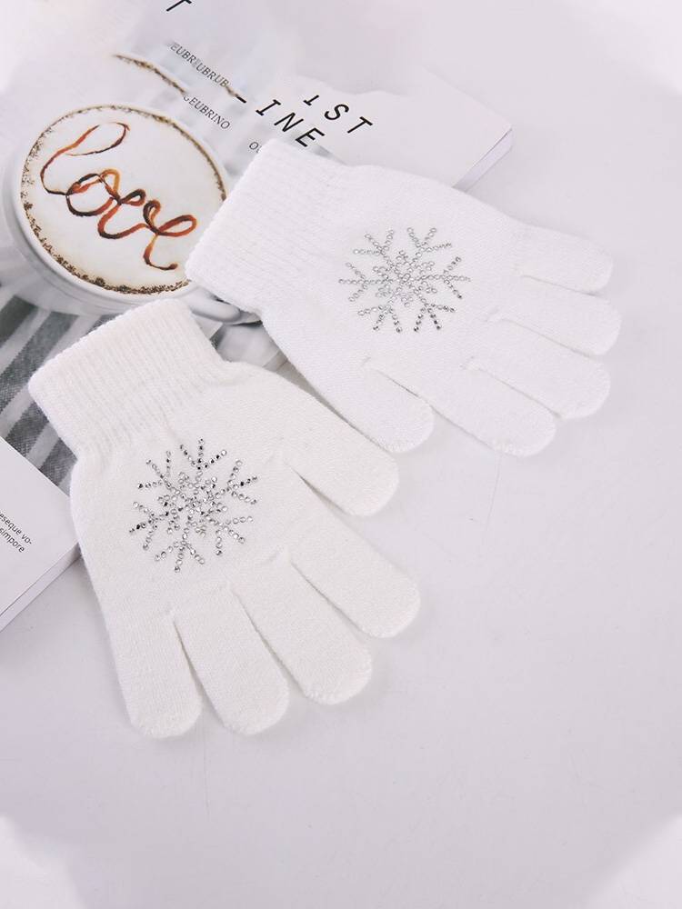 Falter skating glove men and women black skating white knitted anti -skid drill ski common adult skid children