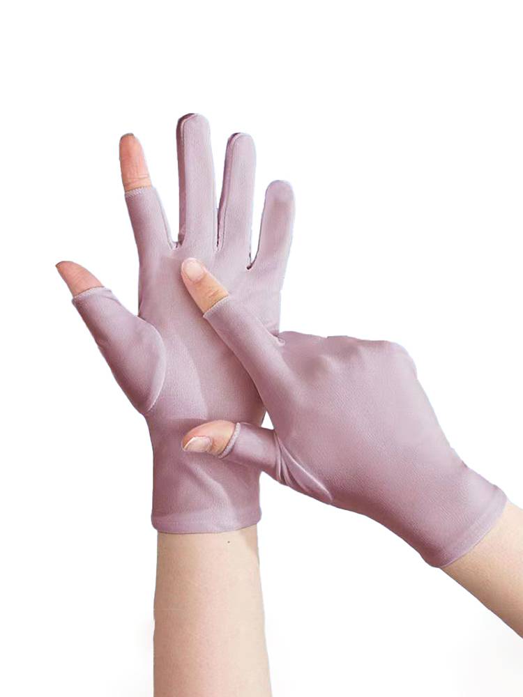 Ice silk glove gloves sunscreen summer exposed two fingers gloves spring and autumn pick up tea and ride sports fitness fast dry girl