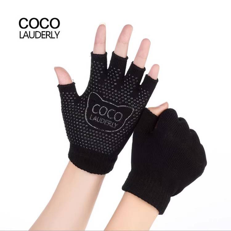 Autumn and winter tennis non -slip glove cotton fingers sports, fitness yoga gloves, sweat absorption, finger flexible multi -purpose dew finger