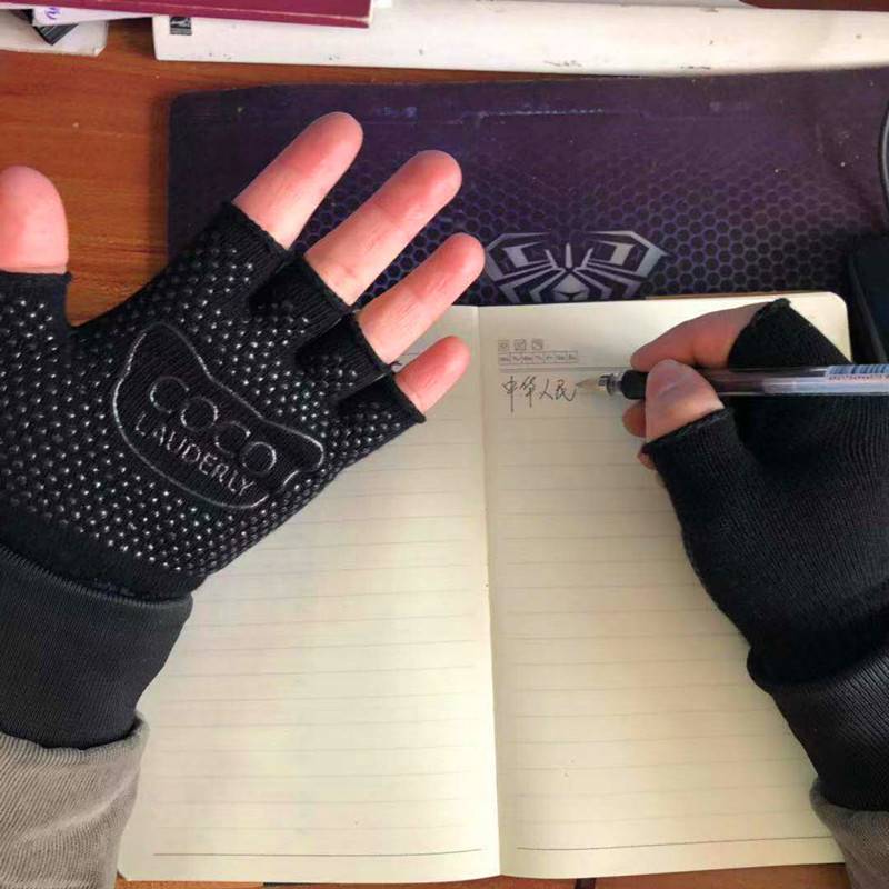 Autumn and winter tennis non -slip glove cotton fingers sports, fitness yoga gloves, sweat absorption, finger flexible multi -purpose dew finger
