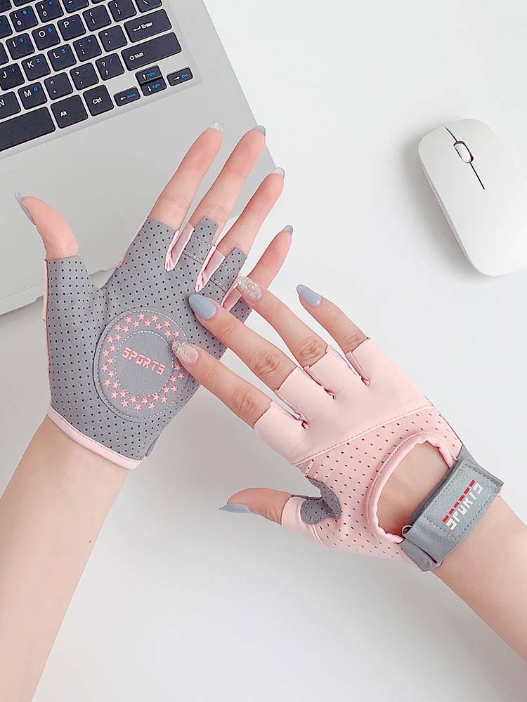 Fitness gloves women in summer thin anti -slip and air -breathable sports air yoga pot bell training riding half finger to prevent cocoons