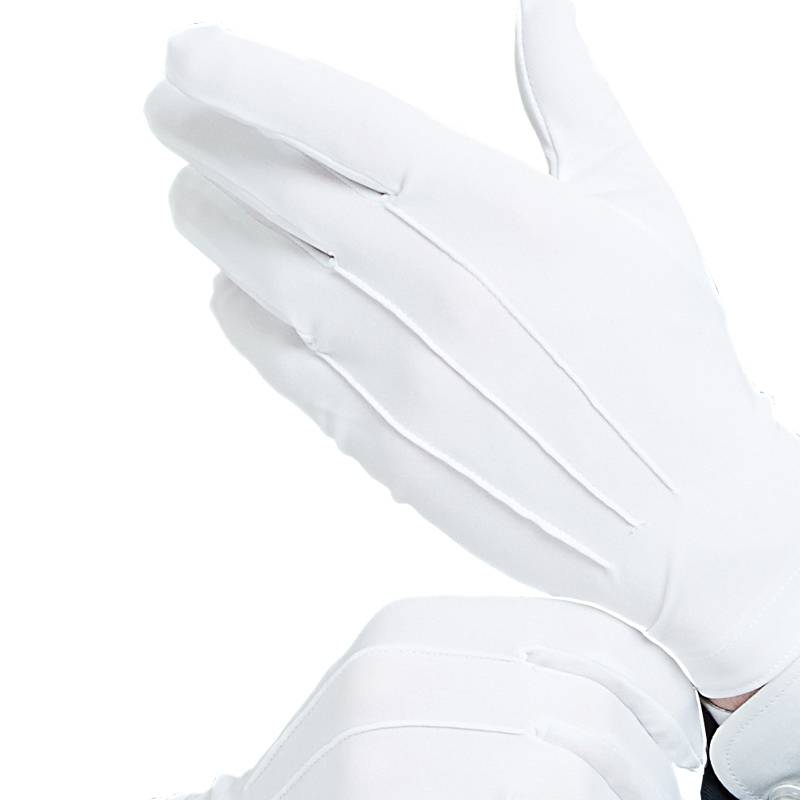 Divette's white-buttoned white gloves with a thick back and a bowl of chalk driver security