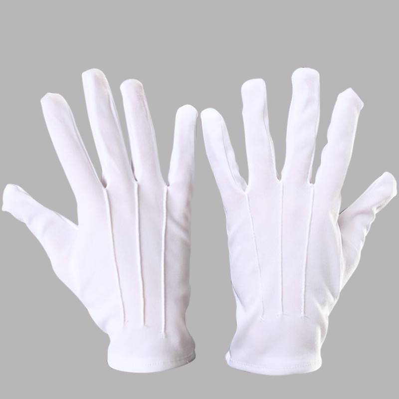 Three ceremonial white gloves