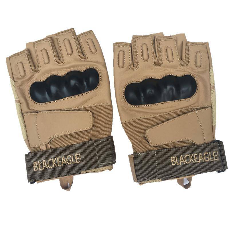 Outdoor men's tactical semi -finger gloves protective wear -resistant turtle shell semi -gloves military fans combat training locomotive gloves