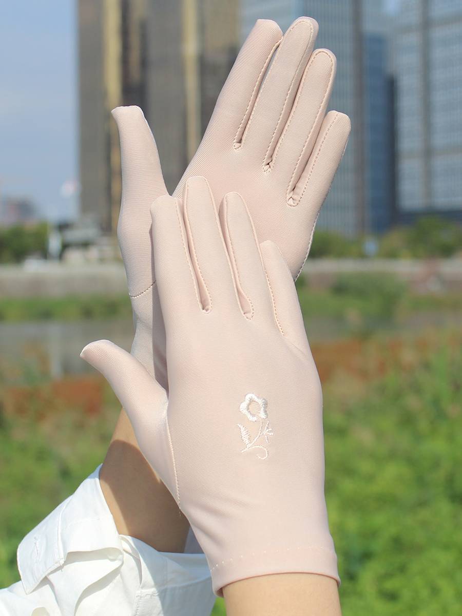 High -quality ladies white elastic glove thin tight -fitting dance etiquette driving, sunscreen embroidered ammonia warm