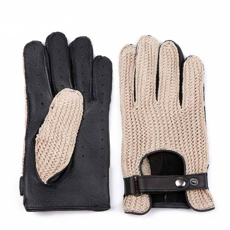Retro motorcycle motorcycle breathable woven hand back spring and autumn breathable anti -skid -up horse deer skin glove driver driver driver