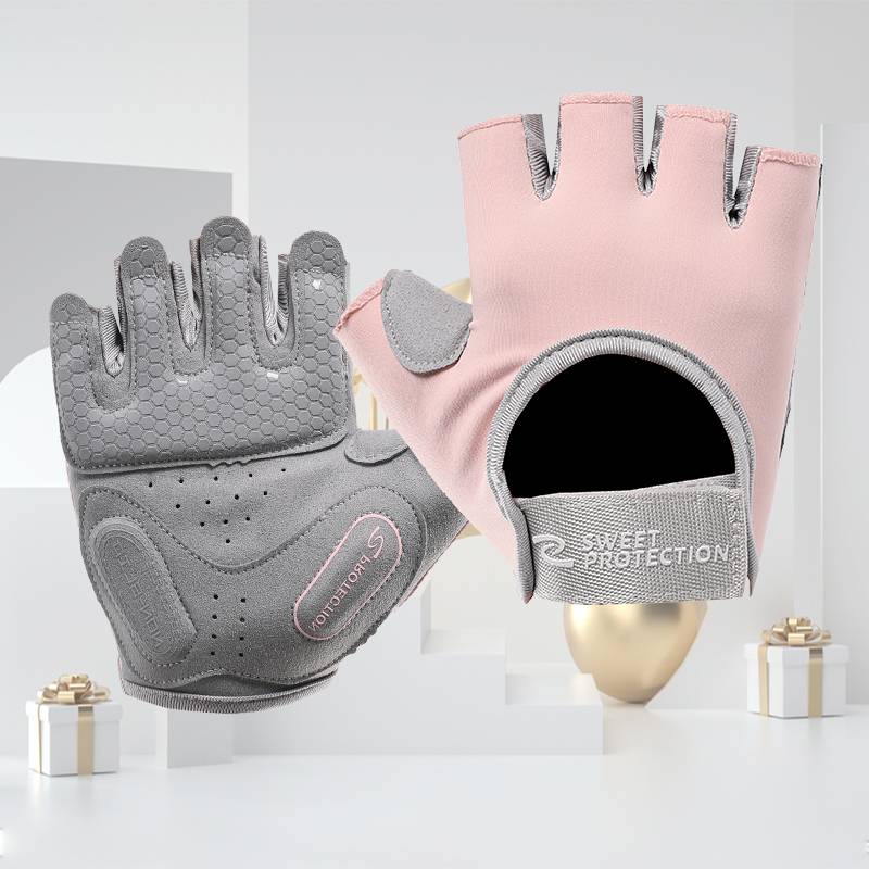 Semi -finger fitness gloves female anti -slip and anti -slip off -handed device training exercise riding band -lead body upper bar