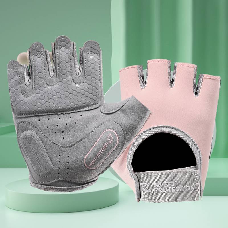 Semi -finger fitness gloves female anti -slip and anti -slip off -handed device training exercise riding band -lead body upper bar