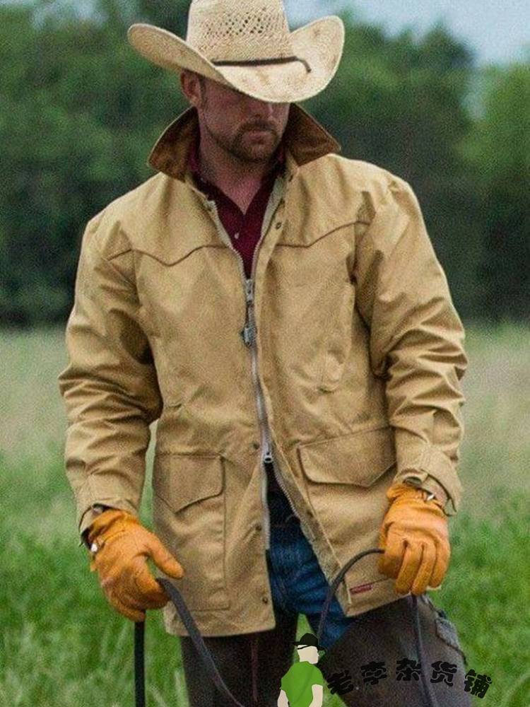 THE WEST COWBOY'S RANCH WORKS ON A HORSE CAMP, CHOPPING UP A WOOD BIKE, HEAD-ON CATTLE SKIN PROTECTION ML CODE