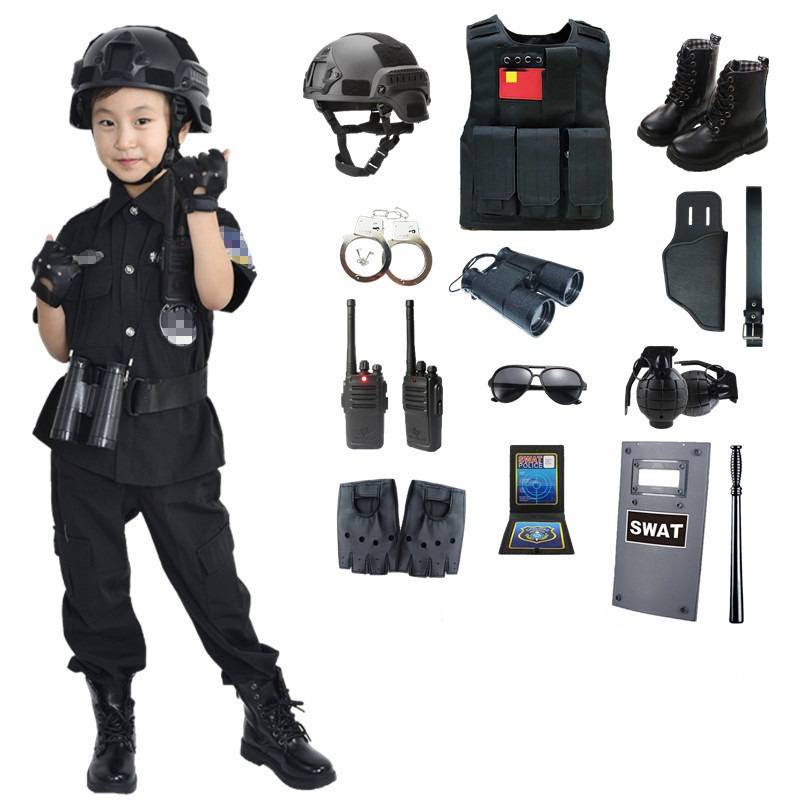 Children's Police Police Special Police Clothing Set Kindergarten Summer Police Officer clothes men and women, police officers to perform clothes