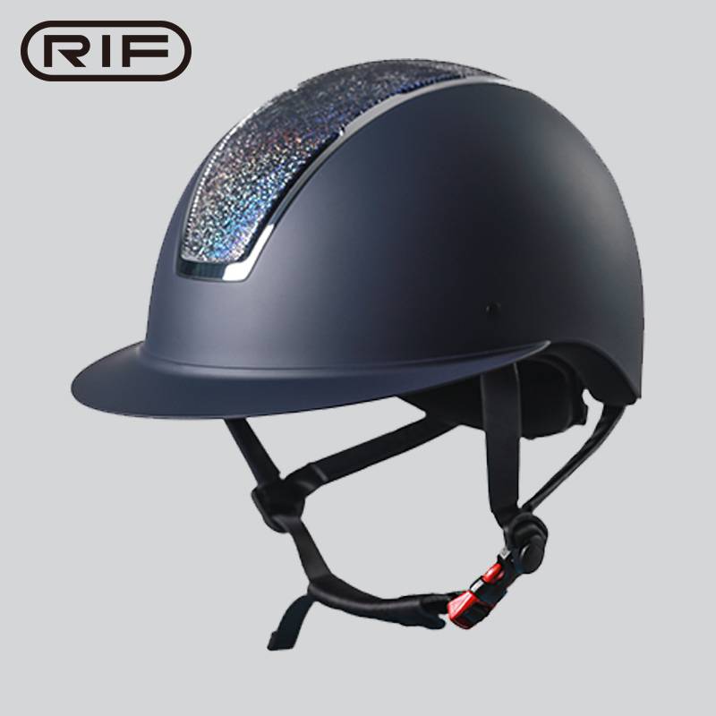 Horse helmets, knights' safety hats and horses are equipped with young men and women to control the riding helmets
