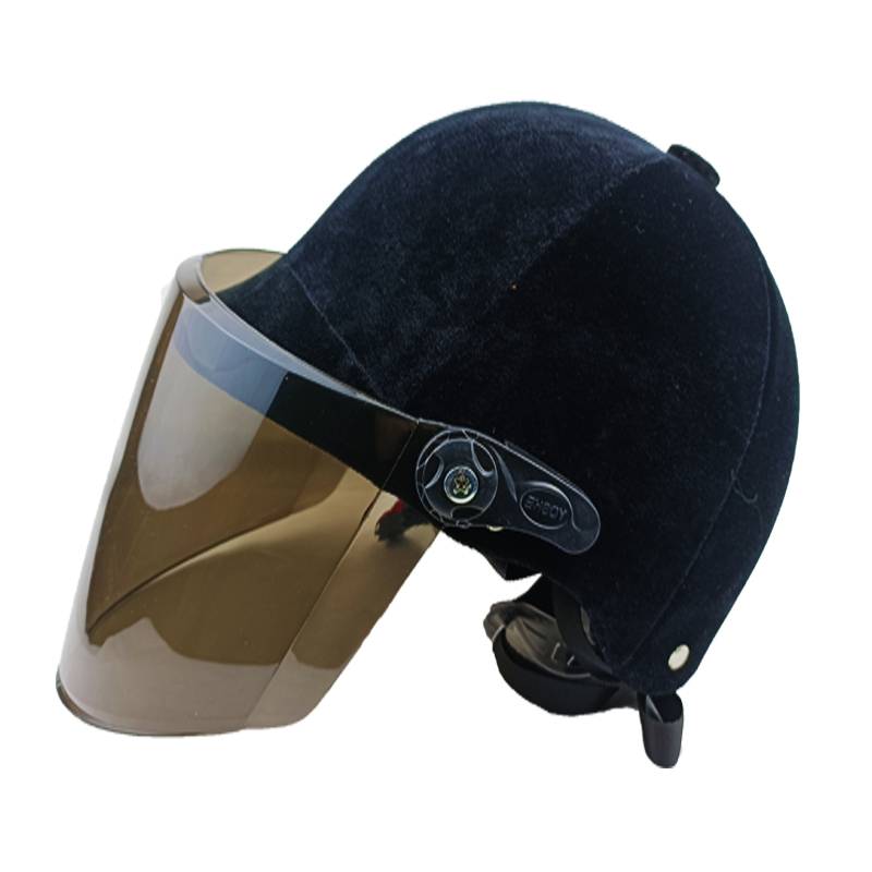 Electric vehicle helmets helmet helmet autumn and winter sunscreen black velvet hoods half helmet half helmet female new black four seasons black