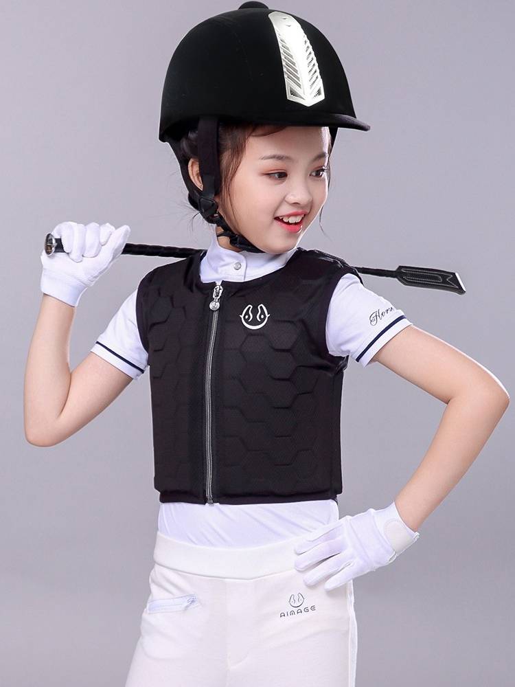 Yuema Hui Children's Black Equels of Black Equels of Black Equestrian helmet protective breathable horse riding helmet Equestrian equipment