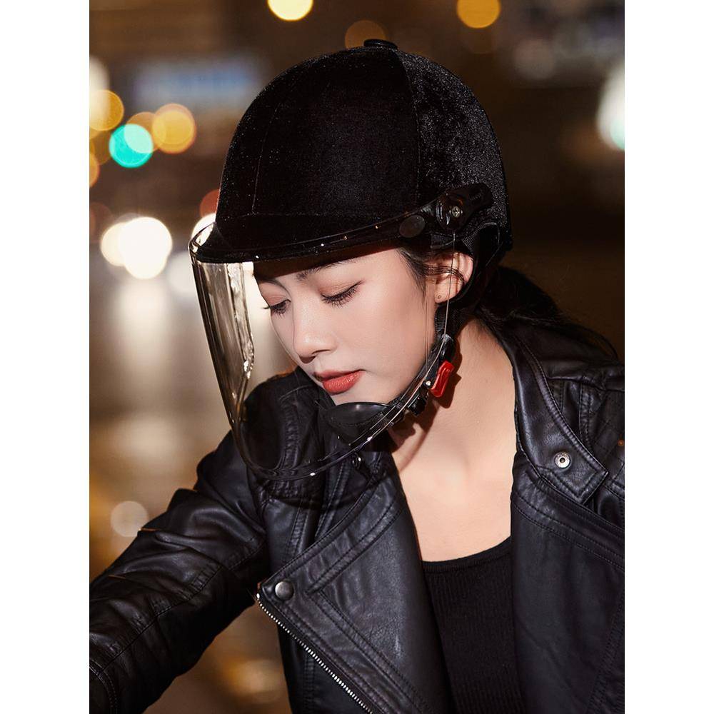 New Guozi Battery Class Vehicle electric car helmet Female velvetelsmap safety sunscreen hats summer, autumn and winter warm half helmet