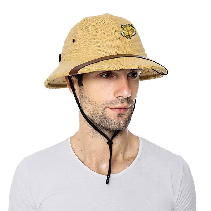 Little Slot Tiger head label spring, summer, autumn sunscreen equestrian, Vietnamese hat, straw hat Zhongshan explorer Kaick hat