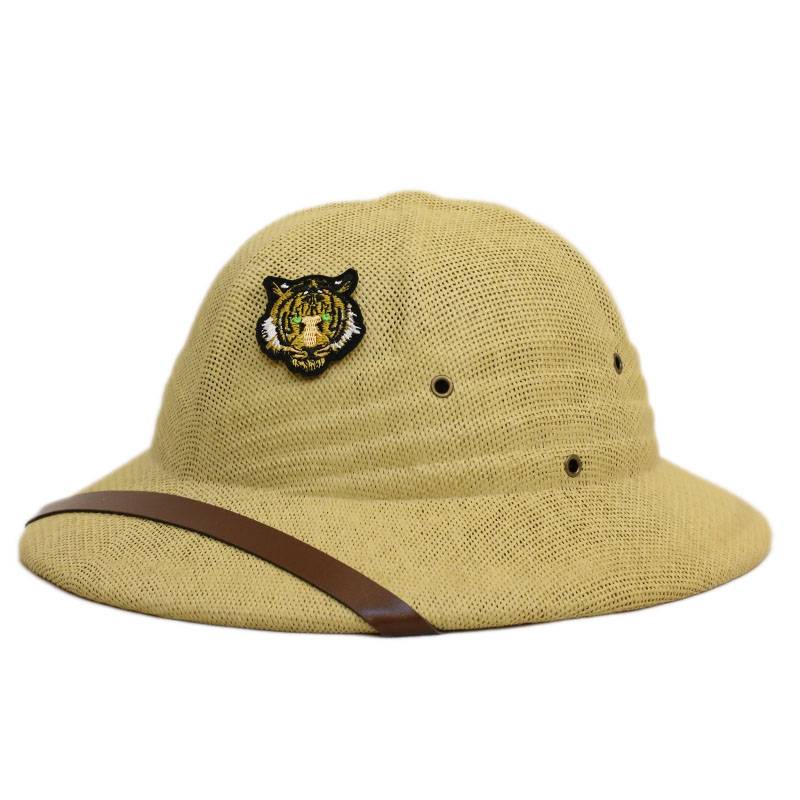 Little Slot Tiger head label spring, summer, autumn sunscreen equestrian, Vietnamese hat, straw hat Zhongshan explorer Kaick hat