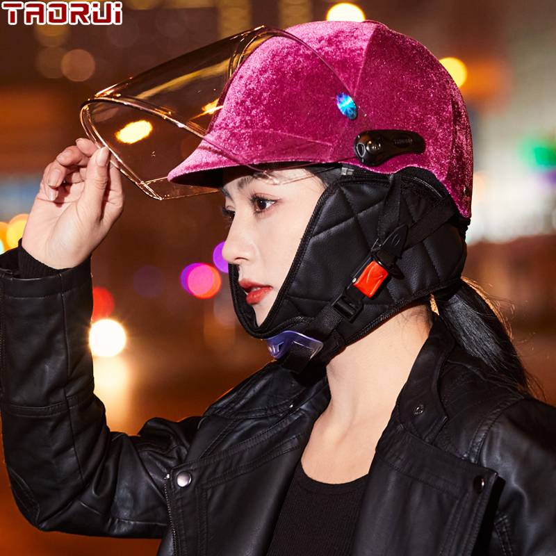 New national standard four-season electric bottle car helmet velvet velvet velvet