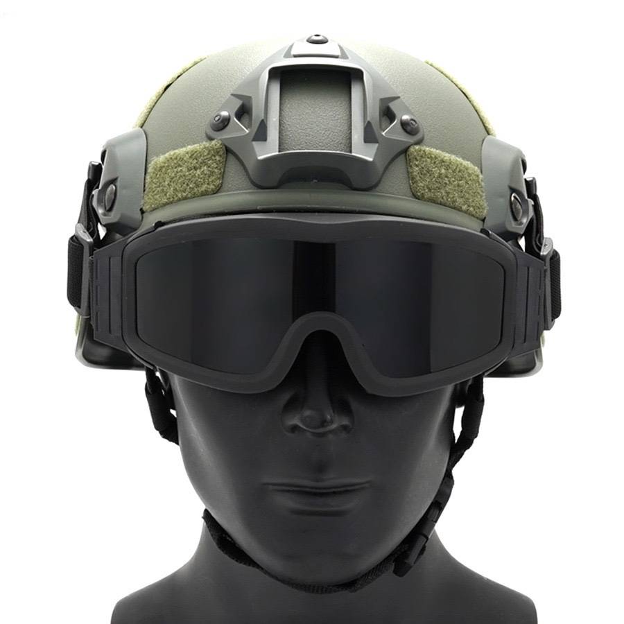 Military version of helmet guide rail tactical glasses genuine special war anti -explosion anti -impact mirror triple lens motorcycle wind mirror